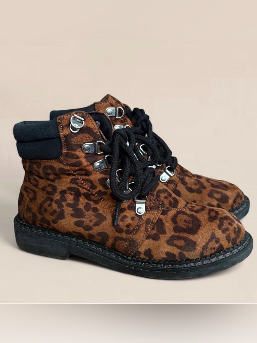 Dirty Laundry Y2K Leopard Print Lace-Up Ankle Boots - Size 9